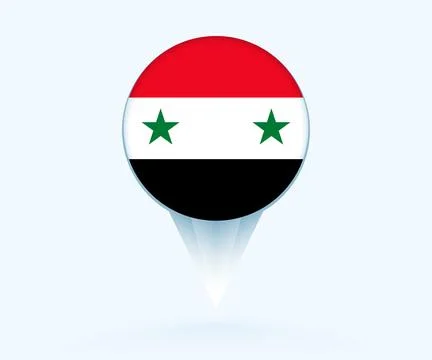 Map pointer with flag of Syria. Stock Illustration