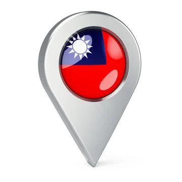 Map pointer with flag of Taiwan, 3D rendering Stock Illustration