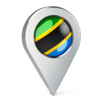 Map pointer with flag of Tanzania, 3D rendering Illustrazione stock