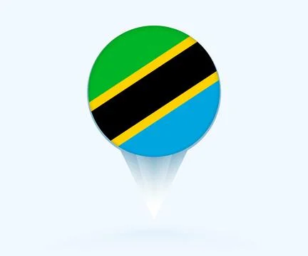 Map pointer with flag of Tanzania. Stock Illustration