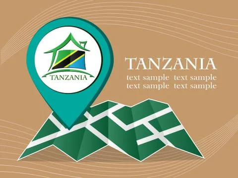 Map with pointer flag Tanzania vector illustration eps 10. 스톡 일러스트