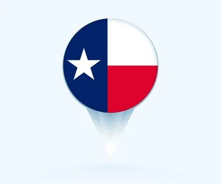 Map pointer with flag of Texas. Stock Illustration