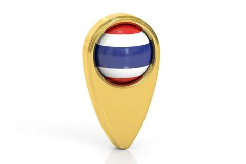 Map pointer with flag of Thailand, 3D rendering Stock Illustration