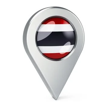 Map pointer with flag of Thailand, 3D rendering Stock Illustration