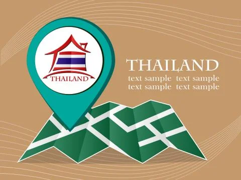 Map with pointer flag Thailand vector illustration eps 10. Stock Illustration