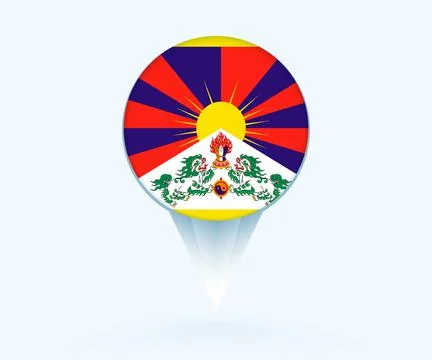 Map pointer with flag of Tibet. Stock Illustration