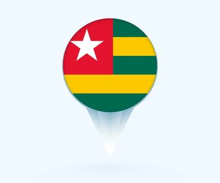 Map pointer with flag of Togo. Stock Illustration