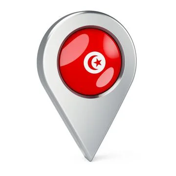 Map pointer with flag of Tunisia, 3D rendering Stock Illustration