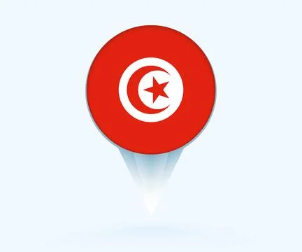 Map pointer with flag of Tunisia. Stock Illustration