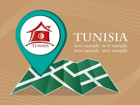 Map with pointer flag Tunisia vector illustration eps 10. Stock Illustration
