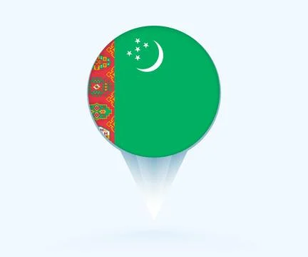 Map pointer with flag of Turkmenistan. Stock Illustration