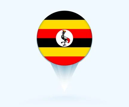 Map pointer with flag of Uganda. Stock Illustration