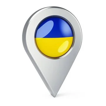Map pointer with flag of Ukraine, 3D rendering Map pointer with flag of Uk... Stock Photos