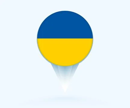 Map pointer with flag of Ukraine. Stock Illustration