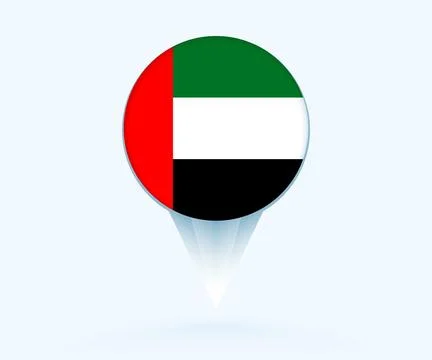 Map pointer with flag of United Arab Emirates. 스톡 일러스트