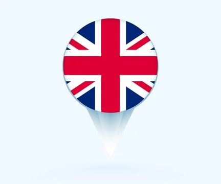 Map pointer with flag of United Kingdom. Stock Illustration