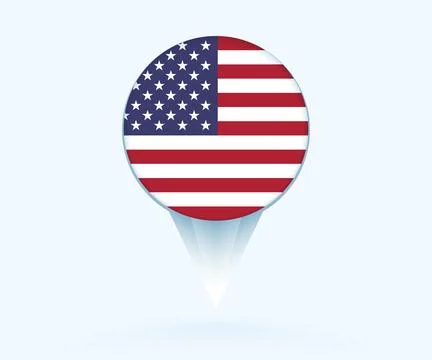 Map pointer with flag of USA. Stock Illustration