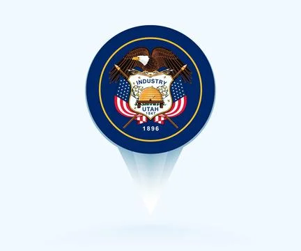 Map pointer with flag of Utah. Ilustração Stock