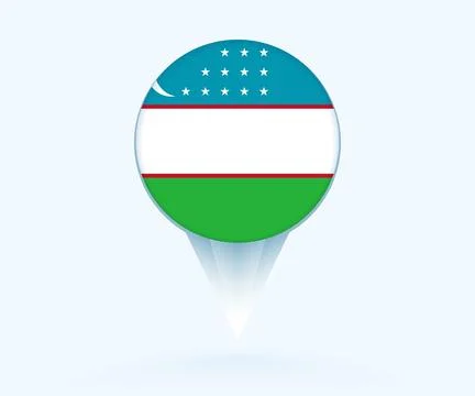 Map pointer with flag of Uzbekistan. Stock Illustration