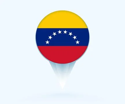 Map pointer with flag of Venezuela. Stock Illustration