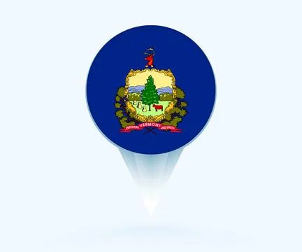 Map pointer with flag of Vermont. Stock Illustration