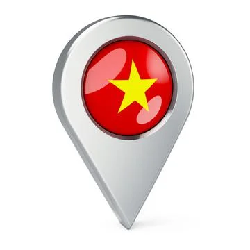 Map pointer with flag of Vietnamese, 3D rendering Stock Illustration