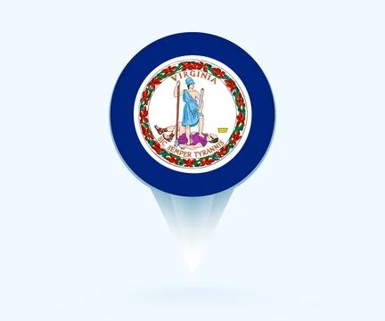 Map pointer with flag of Virginia. Stock Illustration