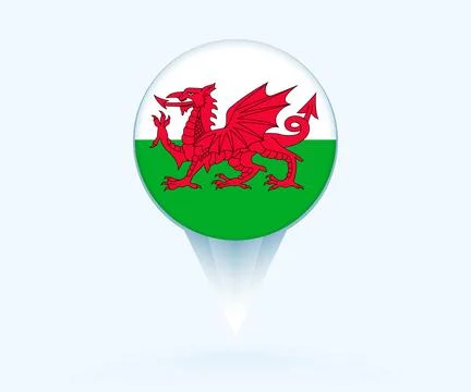 Map pointer with flag of Wales. 스톡 일러스트