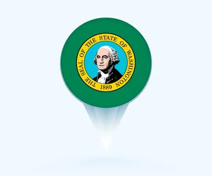 Map pointer with flag of Washington. Stock Illustration