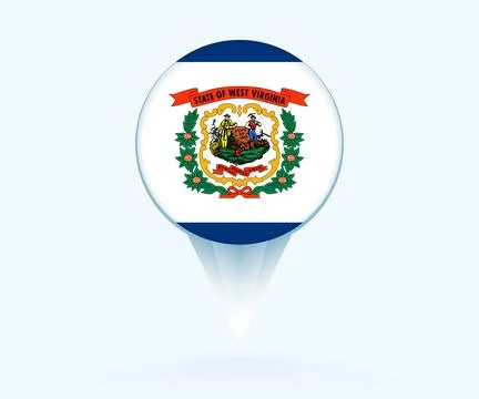 Map pointer with flag of West Virginia. Stock Illustration