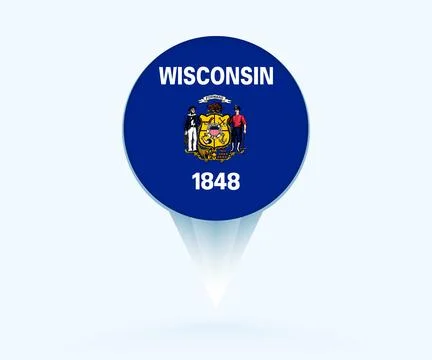 Map pointer with flag of Wisconsin. Stock Illustration