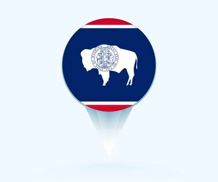 Map pointer with flag of Wyoming. Stock Illustration