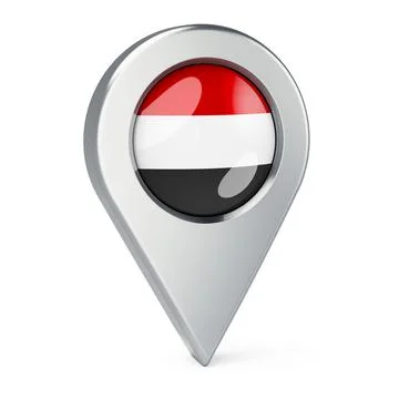 Map pointer with flag of Yemen, 3D rendering Stock Illustration