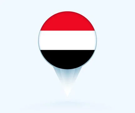 Map pointer with flag of Yemen. Stock Illustration