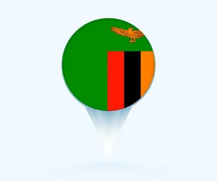 Map pointer with flag of Zambia. Stock Illustration