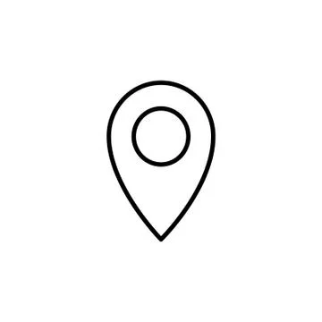 Map pointer flat line icon black on white background Stock Illustration