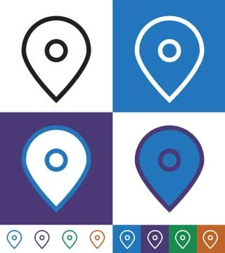 Map Pointer Flat Line Icon Stock Illustration