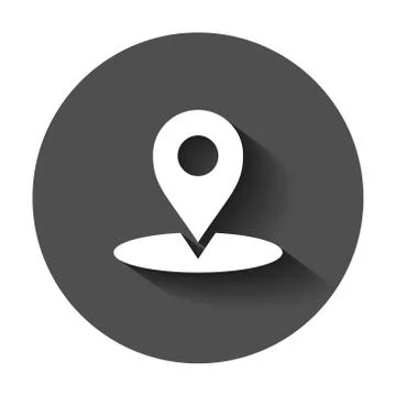 Map pointer in flat style. Gps navigation mark illustration with long shadow. イラスト素材
