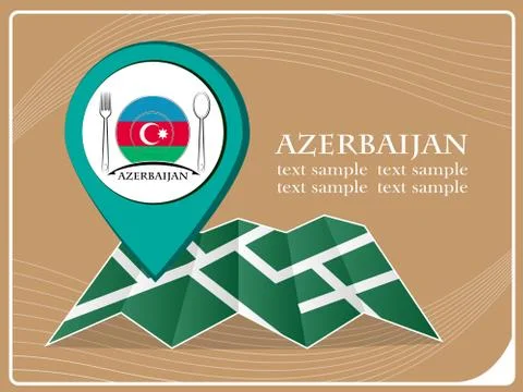 Map with pointer food Azerbaijan, vector illustration. Stockillustratie