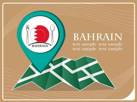Map with pointer food Bahrain, vector illustration. 스톡 일러스트