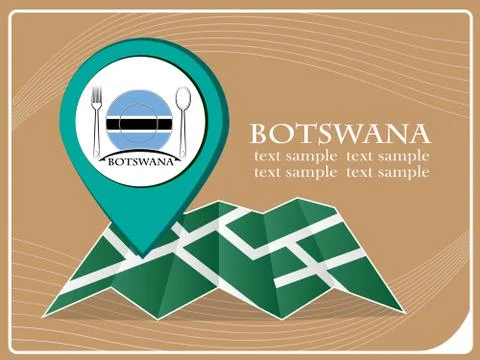 Map with pointer food Botswana, vector illustration. Stock Illustration
