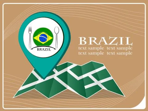 Map with pointer food brazil, vector illustration. Stock Illustration