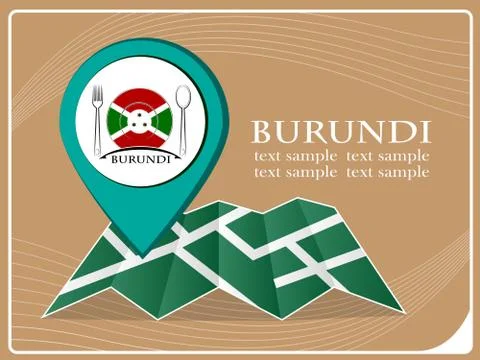 Map with pointer food burundi, vector illustration. Illustrazione stock