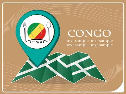 Map with pointer food Congo, vector illustration. Illustrazione stock