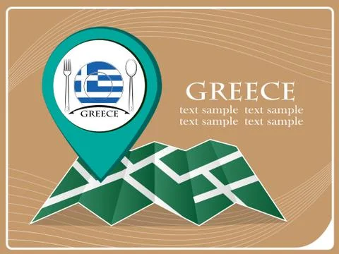 Map with pointer food Greece, vector illustration. Stock Illustration
