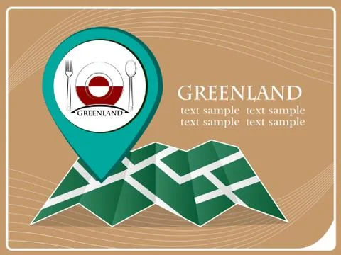 Map with pointer food Greenland, vector illustration. Stock Illustration