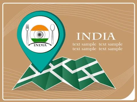 Map with pointer food India, vector illustration. Stock Illustration