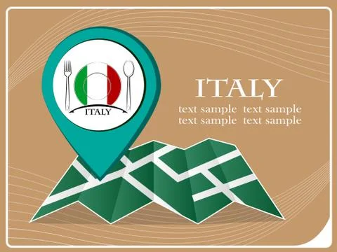 Map with pointer food Italy, vector illustration. Stock Illustration