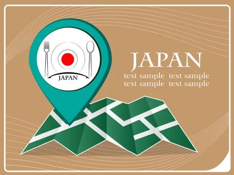 Map with pointer food Japan, vector illustration. Stock Illustration