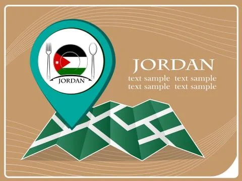 Map with pointer food Jordan, vector illustration. Illustrazione stock